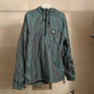 RVCA Hazed Anorak Zip Jacket, iridescent green, size L, water resistant, NWT